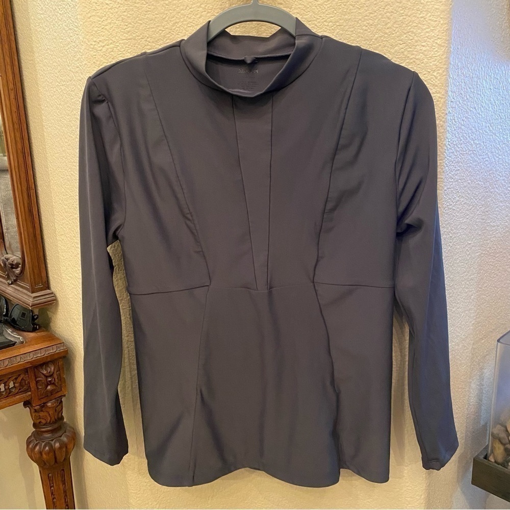 MIKOH Womenโs Gray Lowers Mock Neck Long Sleeve Rash Guard Swimwear Top Size XL